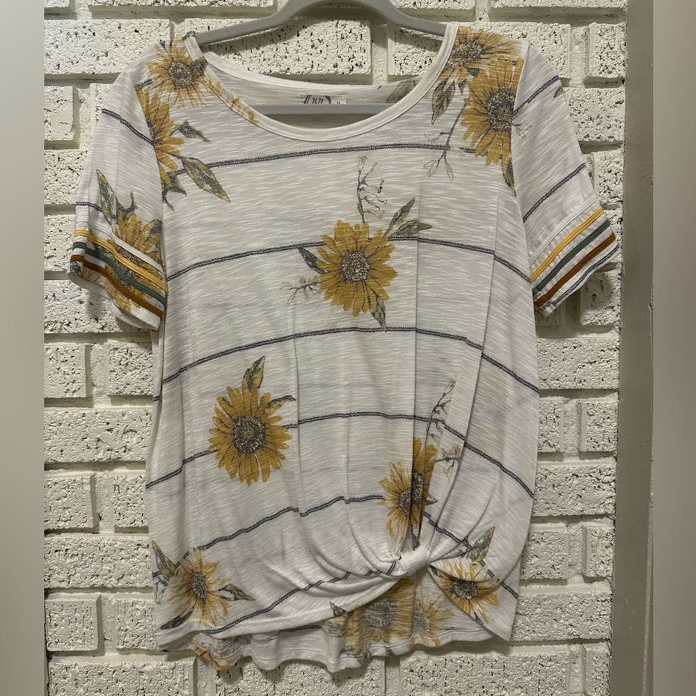 Maurices Sunflower Striped Knot Front Tee